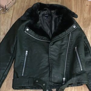 Green leather blazer